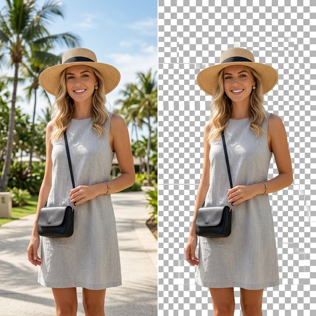 Background removal example — before and after